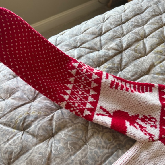 EXLURA Long sleeve Winter Sweater size Small; Red and off white - Picture 4 of 5